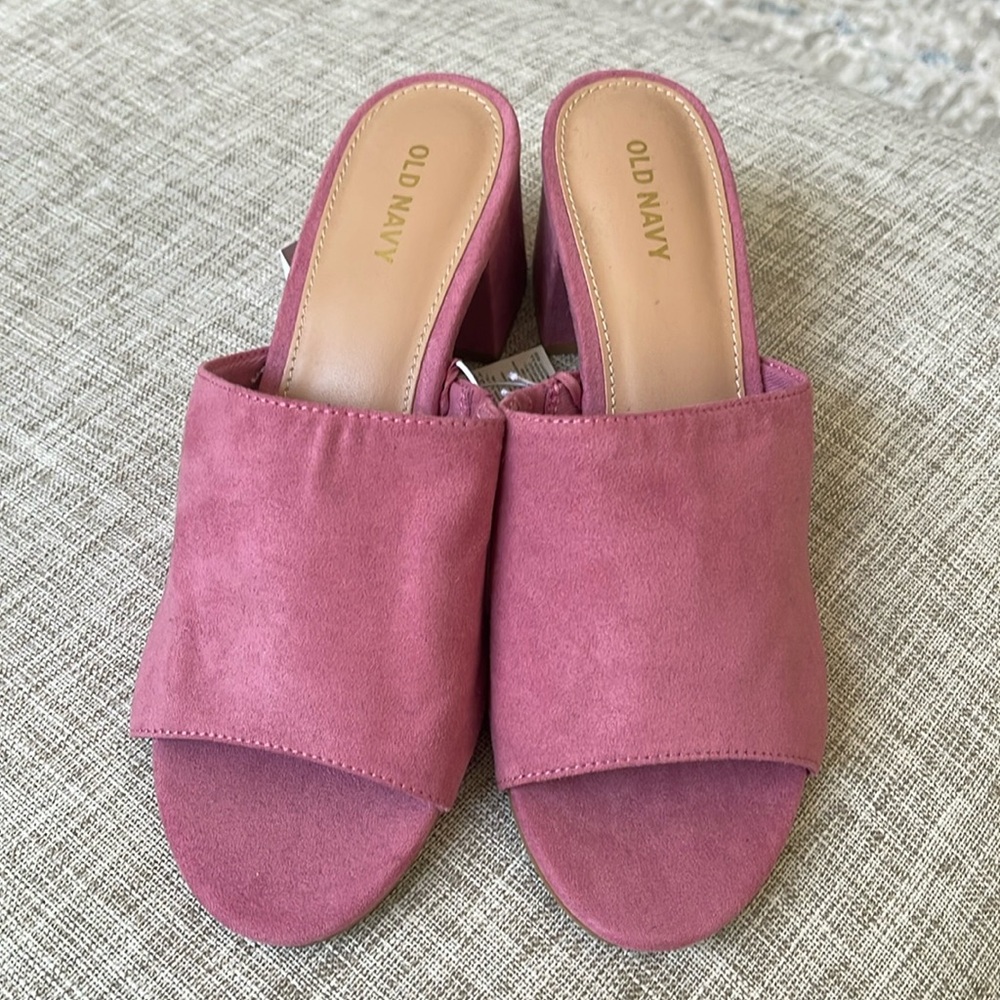 Old Navy pink suede slip in heels
